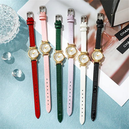 Velya Watches™ Orologio da donna in pelle nera