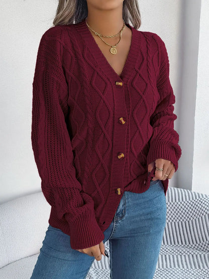 Lunara Winter™ Einreihiger Cardigan mit V-Ausschnitt