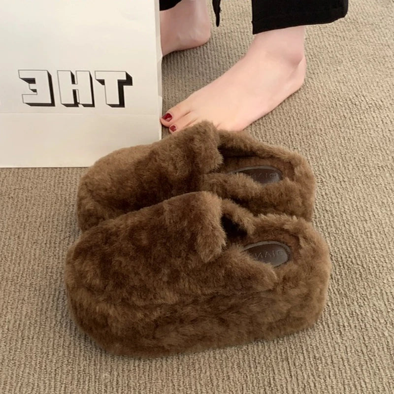 Lunara Winter™ Flat Platform Fur Slippers