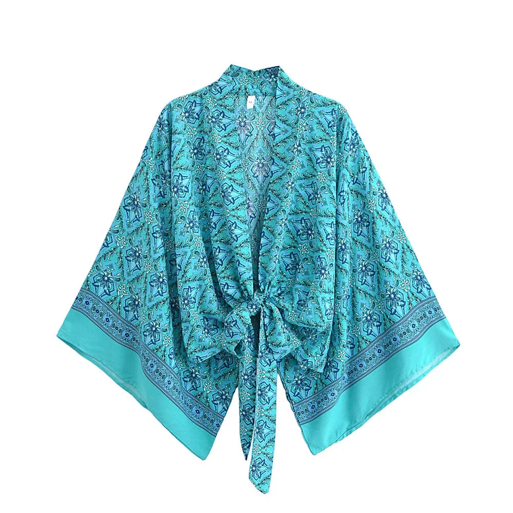 Blusa quimono SeaLure™ Royal Dune com amarração na frente
