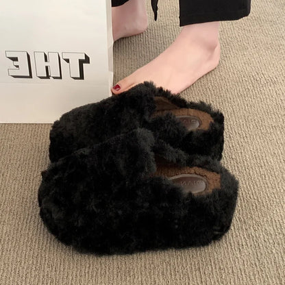 Lunara Winter™ Flat Platform Fur Slippers