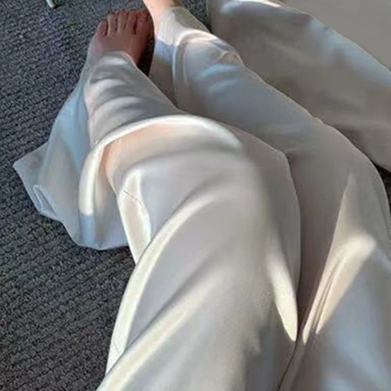 Pantalon large taille haute Satin Éclat™