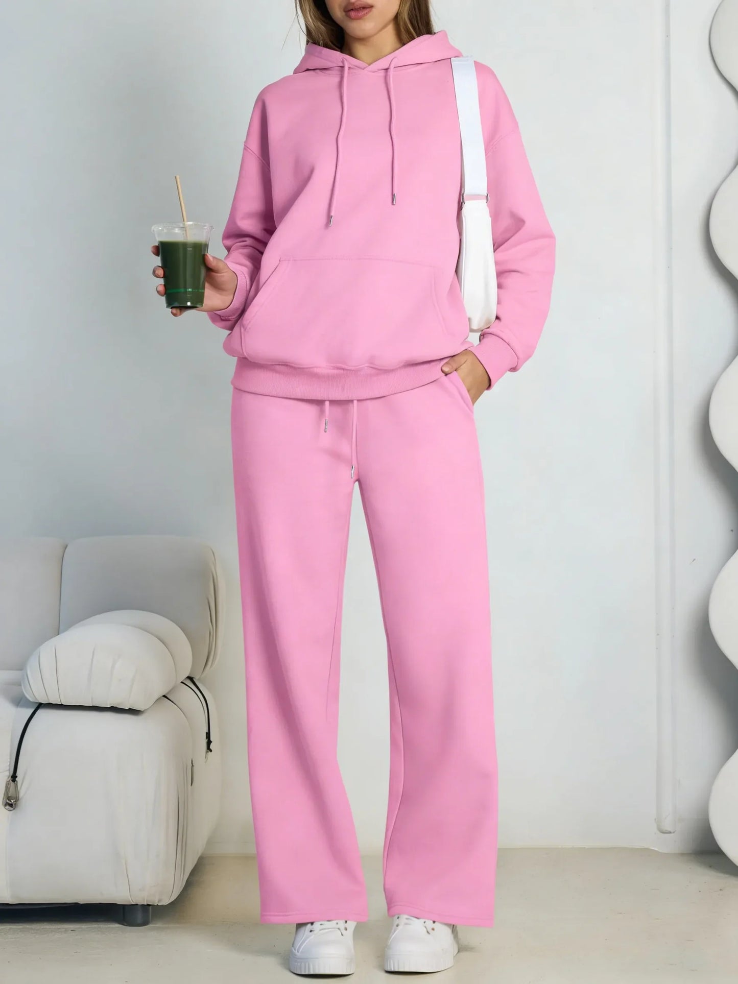 Lunara Winter™ Conjunto de 2 piezas con sudadera con capucha de invierno y pantalones anchos