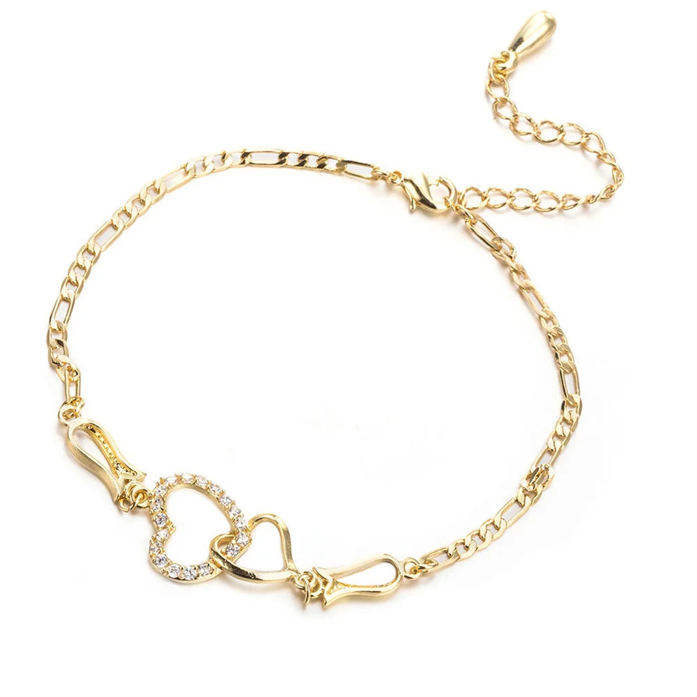 Elara Jewelry™ Amora Twin Heart Anklet