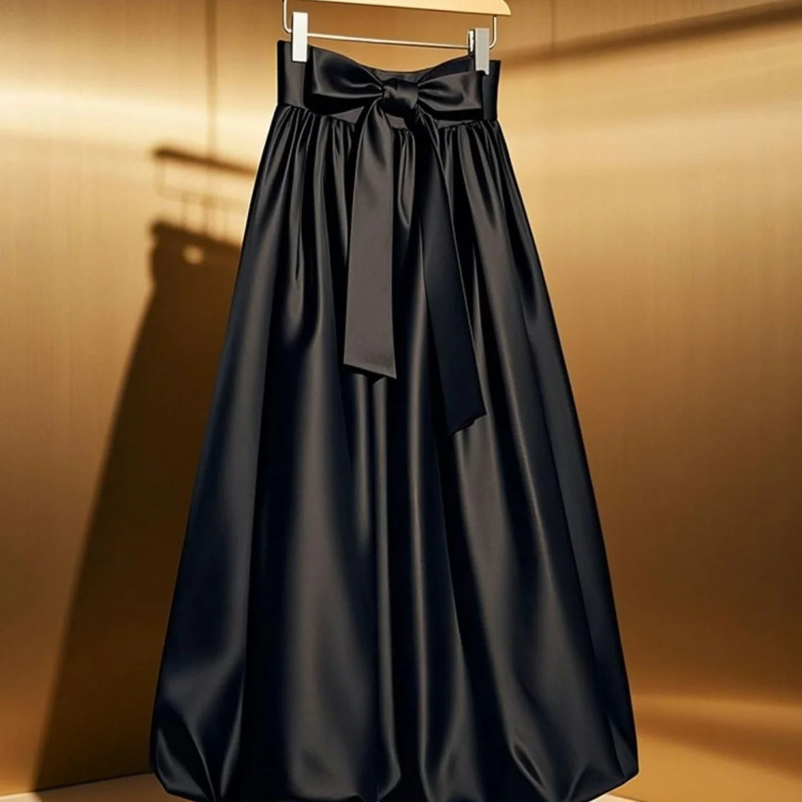 Satin Éclat™ Elegant Lace-Up Long Skirt