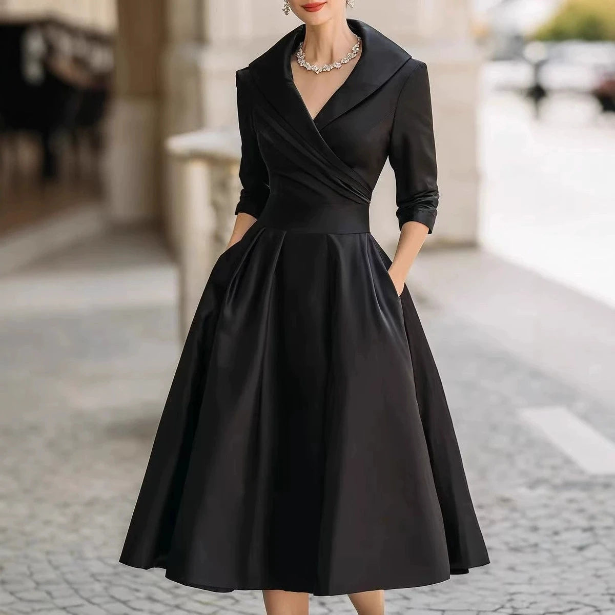 Amoura Dresses™ Elegant Women Lapel Dress