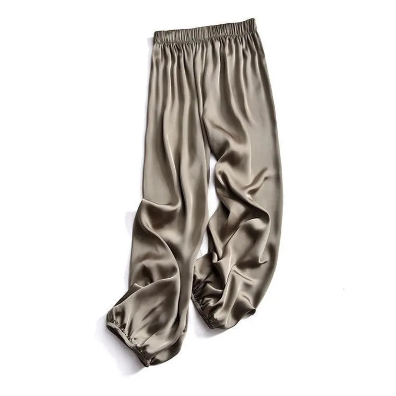 Satin Éclat™ High Waist Ice Silk Pants