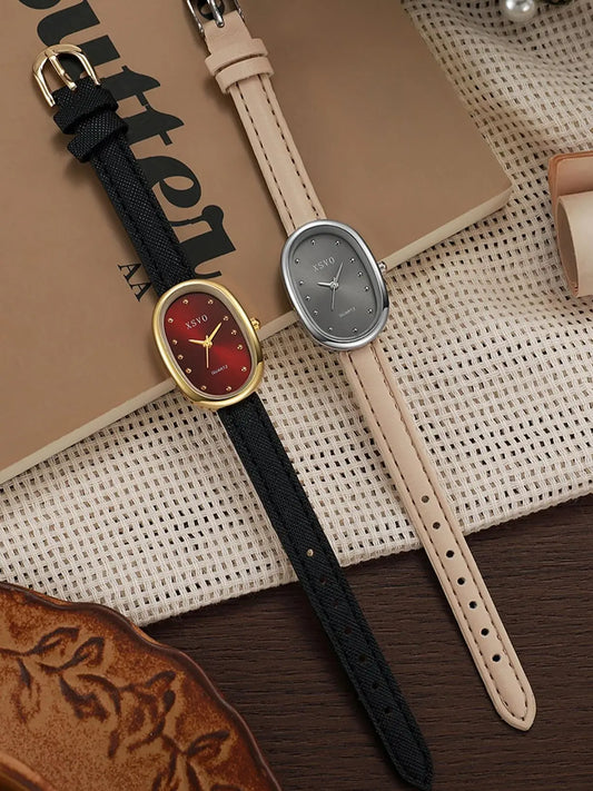Velya Watches™ Women's Metallic Leather Strap
