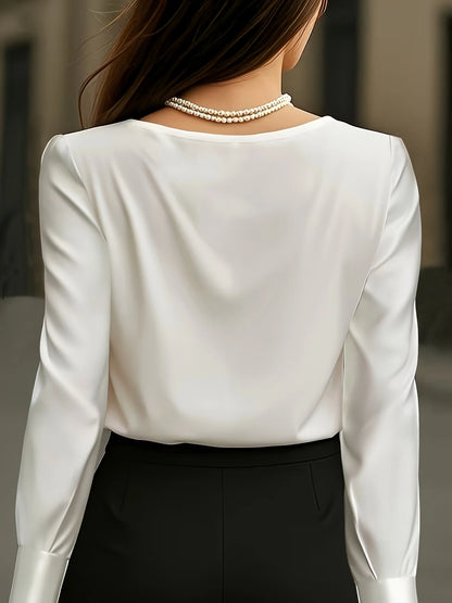 Satin Éclat™ Solid-Color Elegant Blouse
