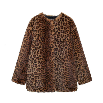 Abrigo de piel sintética de felpa con estampado de leopardo Lunara Winter™