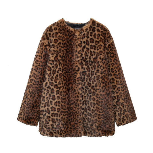 Lunara Winter™ Leopard Print Plush Faux Fur Coat