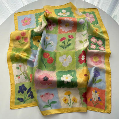 Pañuelo Cuadrado Floral SatinÉclat™ para Mujer