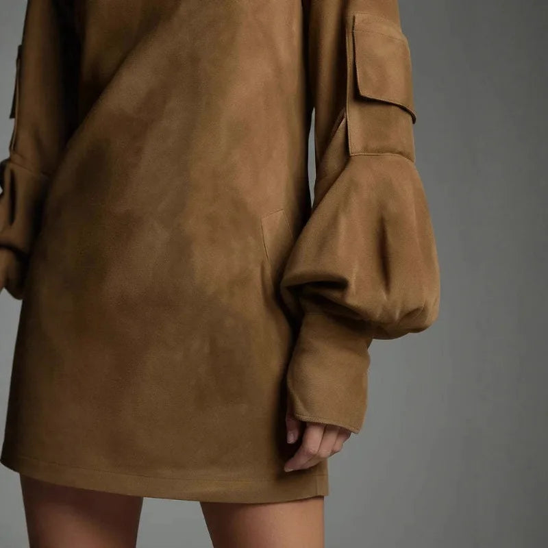 Amoura Dresses™ Retro Faux Suede Mini Dress