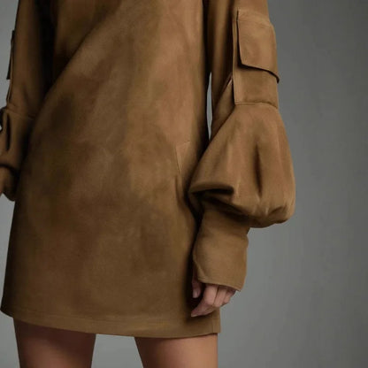 Amoura Dresses™ Retro Faux Suede Mini Dress