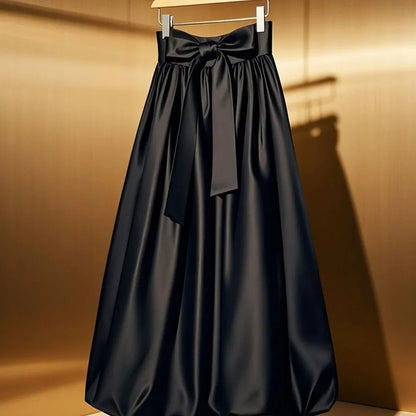 Satin Éclat™ Elegant Lace-Up Long Skirt