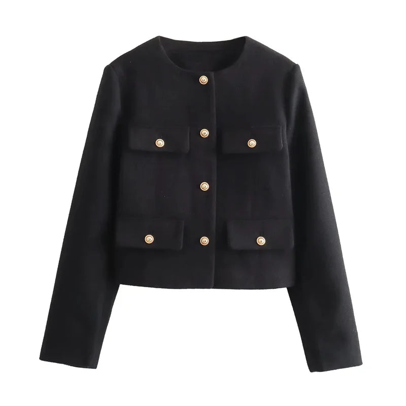 Lunara Winter™ Cropped Tweed Button Jacket