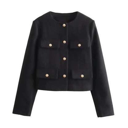 Lunara Winter™ Cropped Tweed Button Jacket