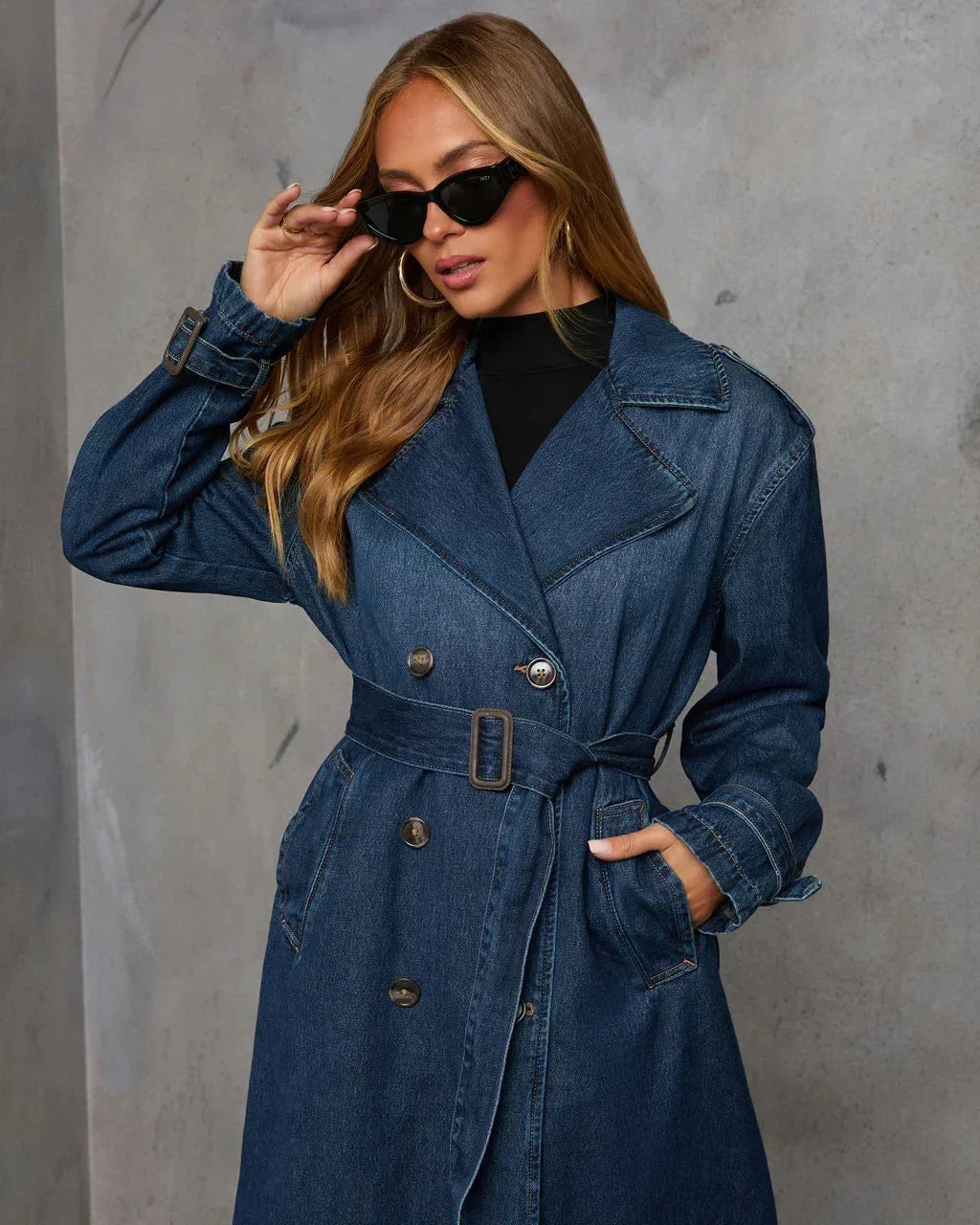 Lunara Winter™ Vintage Long Denim Trench Coat