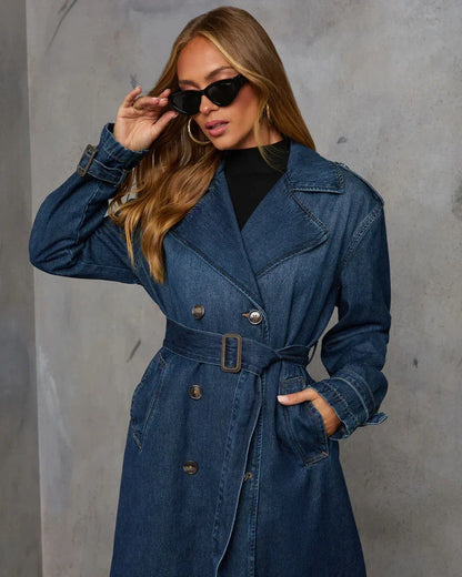 Lunara Winter™ Vintage Long Denim Trench Coat