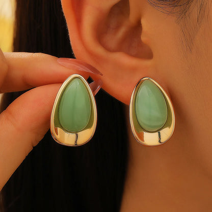 Elara Jewelry™ Teardrop Color Stone Stud Earrings