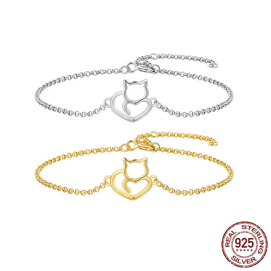 Elara Jewelry™ Incantevole braccialetto a forma di cuore di gatto