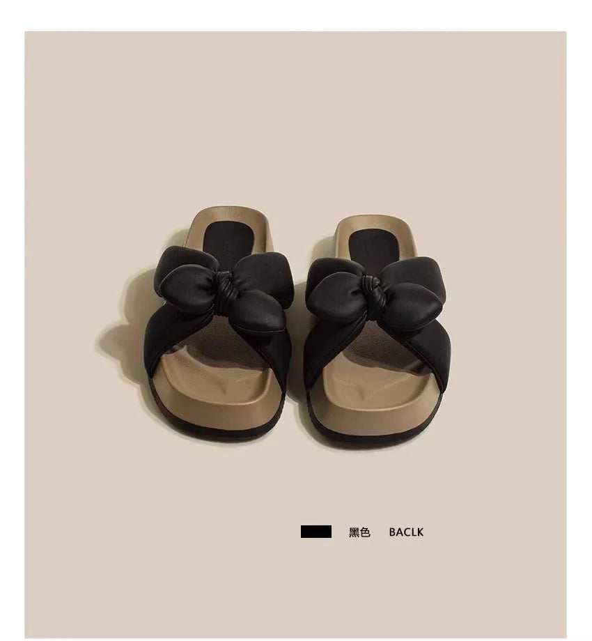 Solenne Shoes™ Women's Thick-Soled Bow Cross Sandals