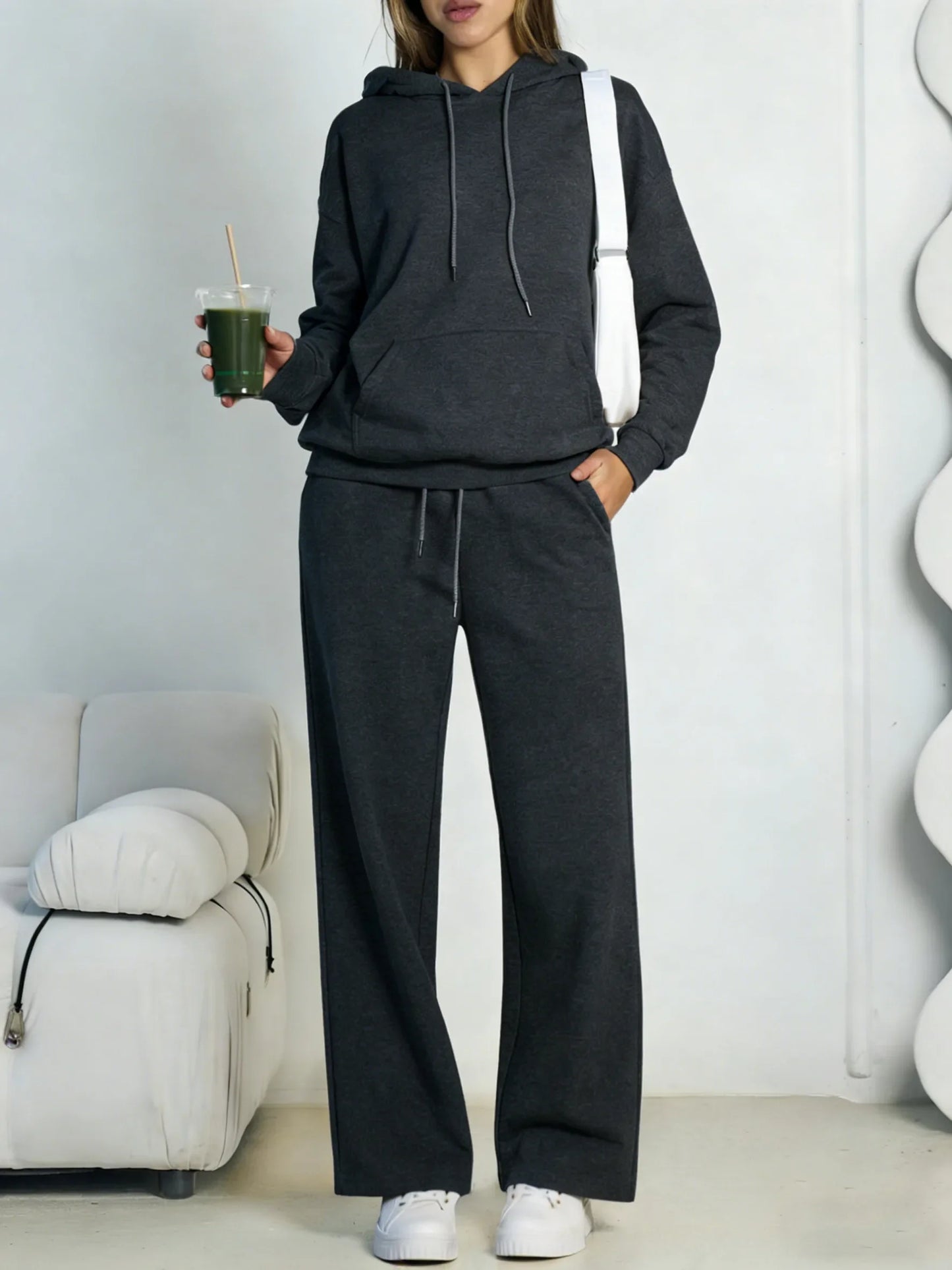 Lunara Winter™ Conjunto de 2 piezas con sudadera con capucha de invierno y pantalones anchos