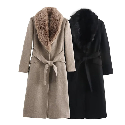 Lunara Winter™ Luxury Faux Fur Collar Wool Coat