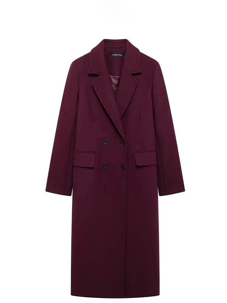 Lunara Winter™ Double-Breasted Wool Long Coat