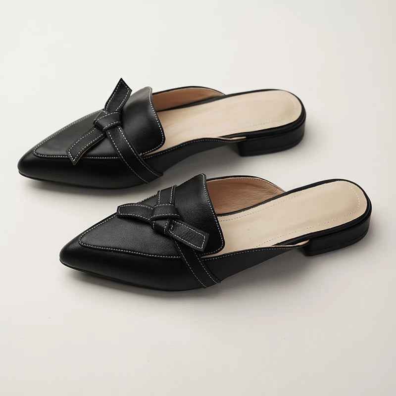 Solenne Shoes™ Pointed Toe Semi-Slippers Flat