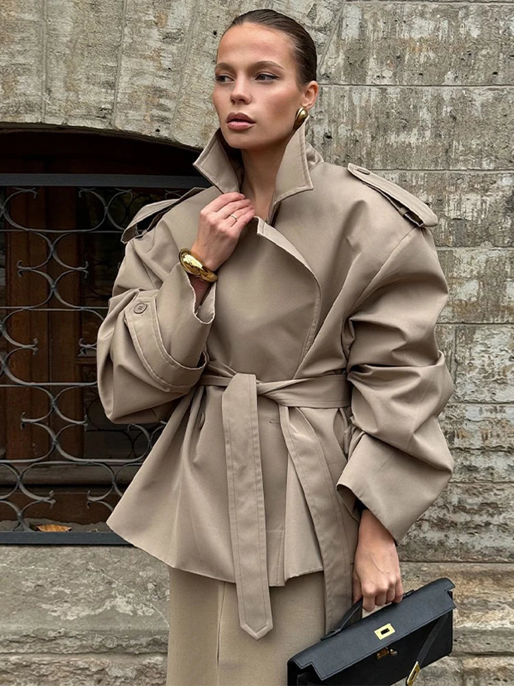 Lunara Winter™ Lapel Lace-Up Trench Coat