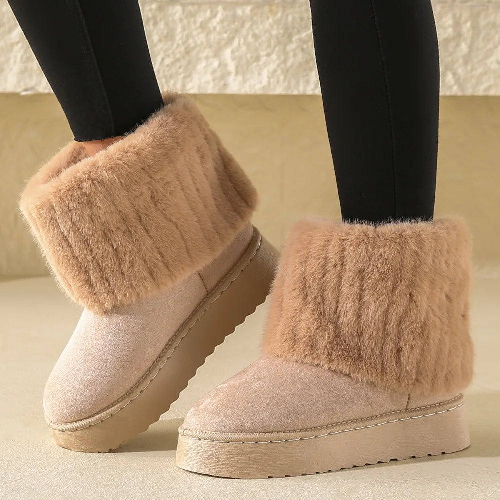 Lunara Winter™ Round-Toe Plush Winter Boots