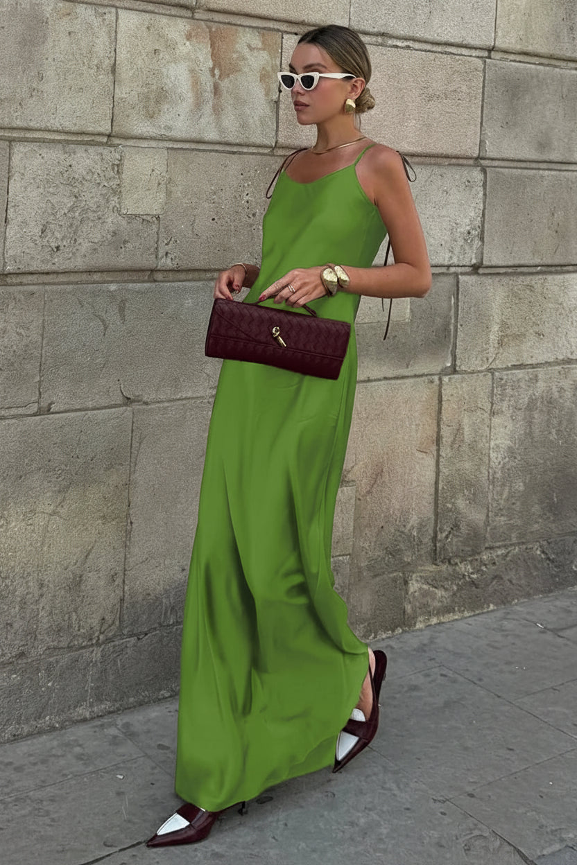 Satin Éclat™ Sleeveless Long Satin Dress