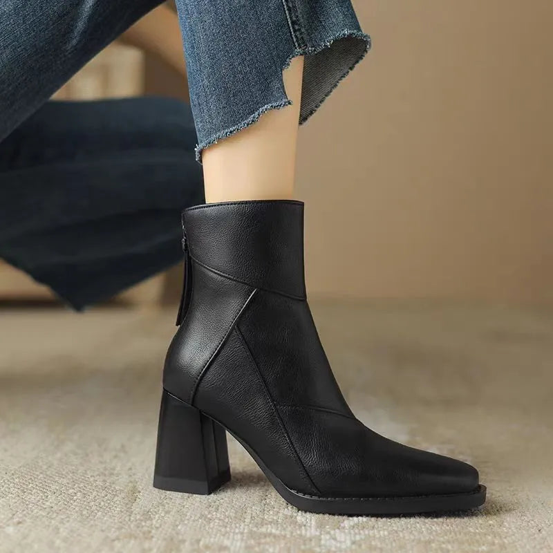 Solenne Shoes™ Leather Women Ankle Boots