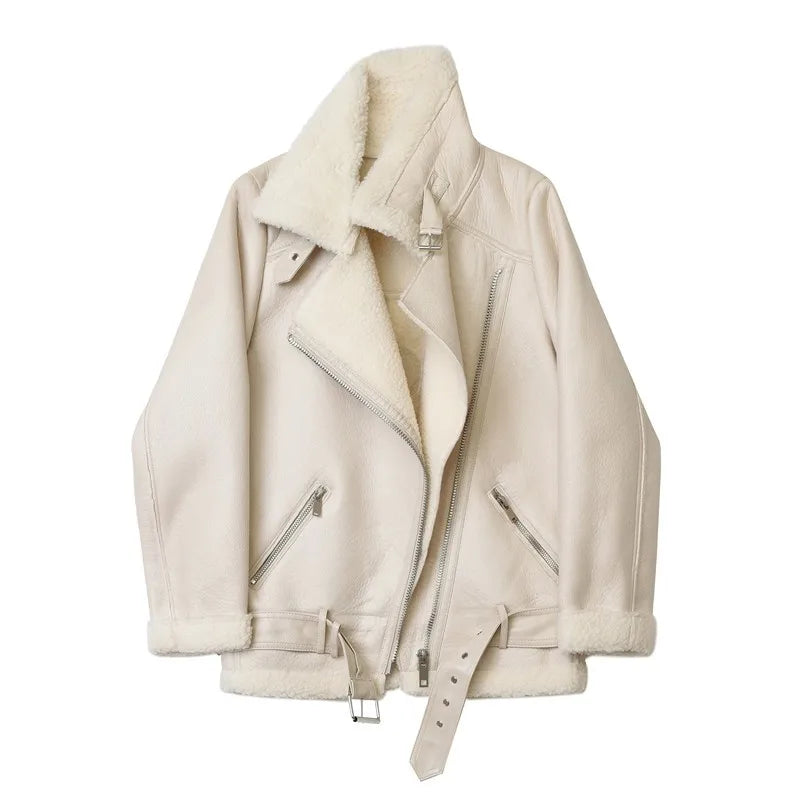 Áo khoác biker giả da Lunara Winter™ có viền lông