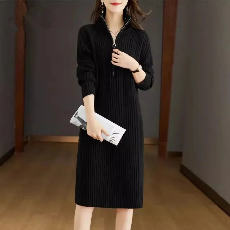 Amoura Dresses™ Knitted Zipper Dress