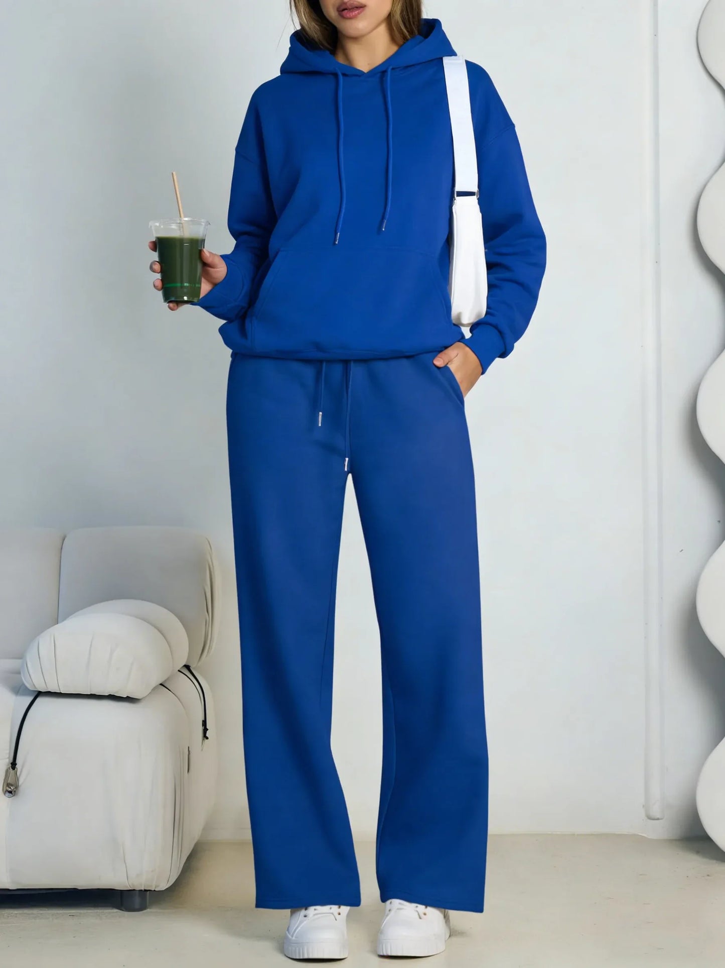 Lunara Winter™ Conjunto de 2 piezas con sudadera con capucha de invierno y pantalones anchos