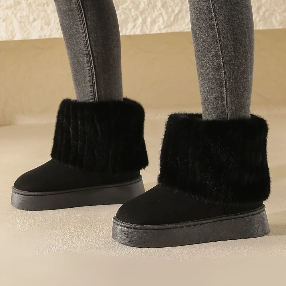 Lunara Winter™ Round-Toe Plush Winter Boots