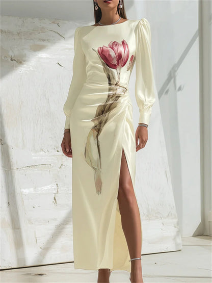 Amoura Dresses™ Ruched Split Floral Dress