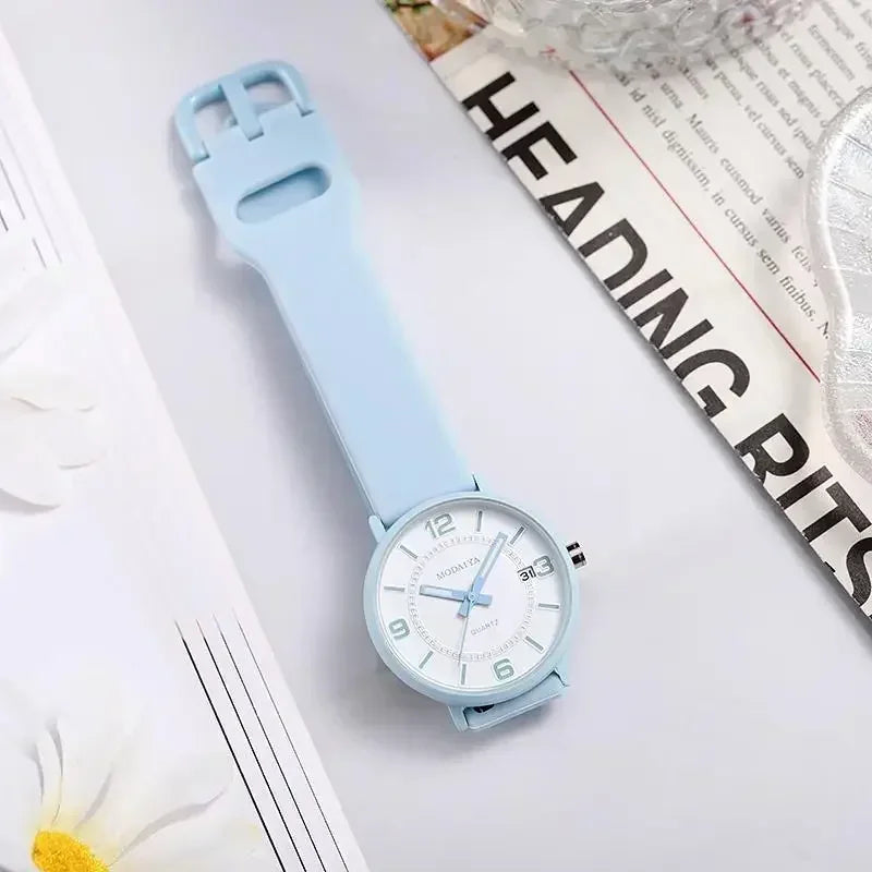 Velya Watches™ Kalenderuhr mit Silikonarmband