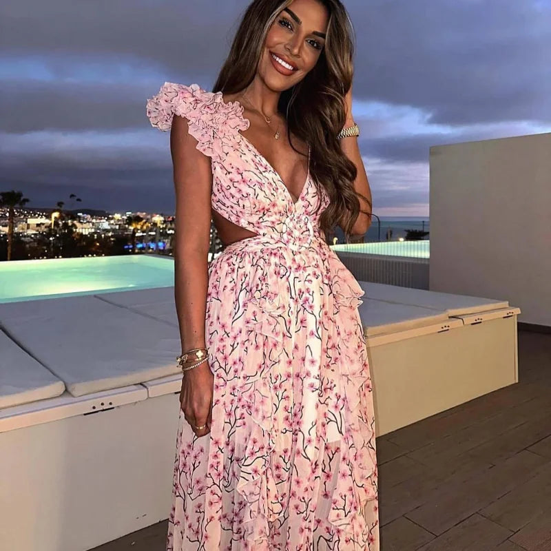 Amoura Dresses™ Robe fleurie chic à volants