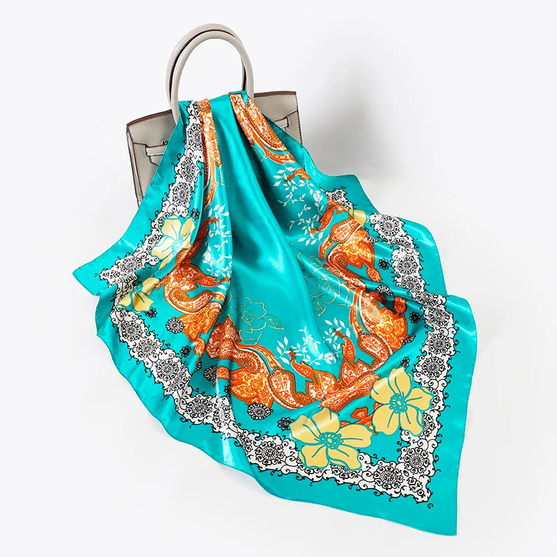 SatinÉclat™ Fashion Silk Square Scarf for Women
