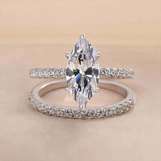 Elara Jewelry™ Marquise Cut Engagement Ring Set