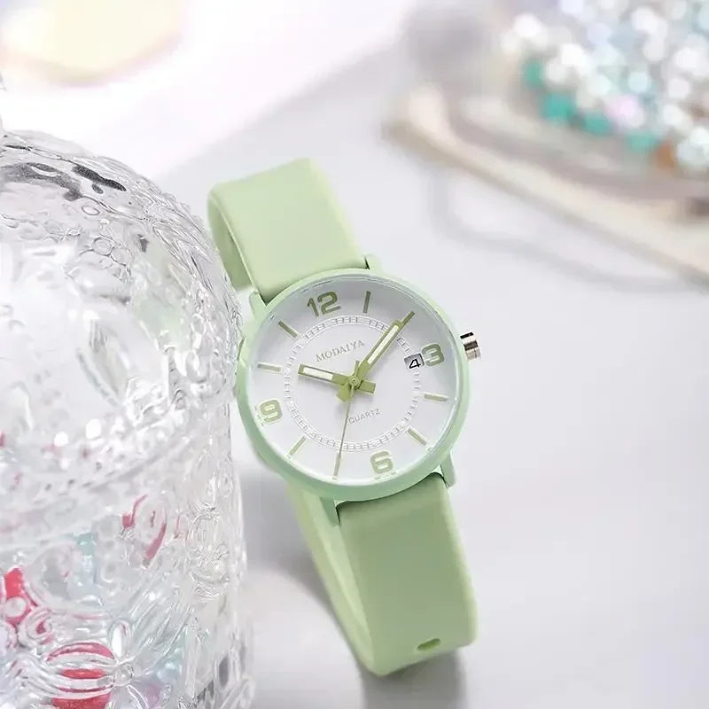 Velya Watches™ Kalenderuhr mit Silikonarmband