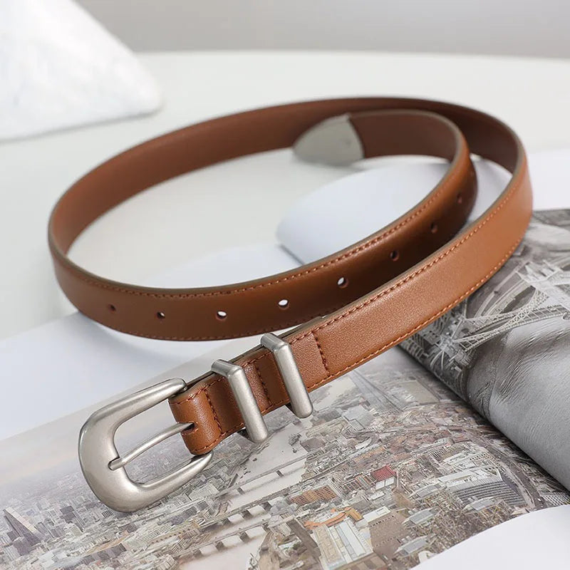 ÉlanBag™ Silver Buckle Leather Belt