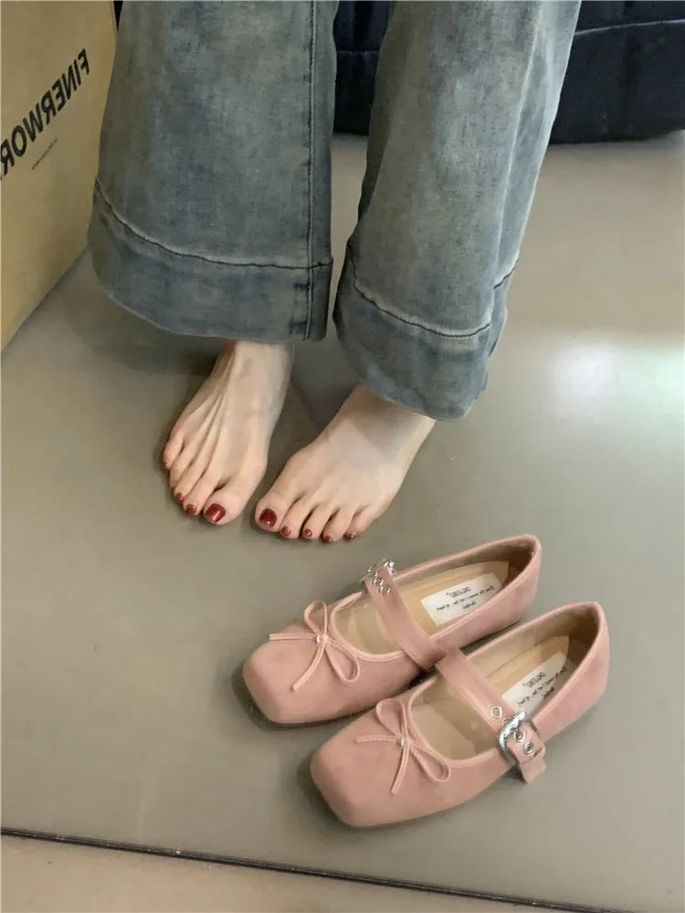 Solenne Shoes™ Square-Toe Bow Ballet Flats