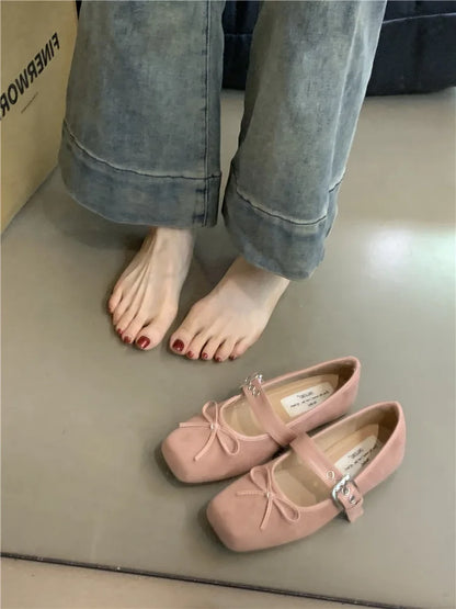 Solenne Shoes™ Square-Toe Bow Ballet Flats