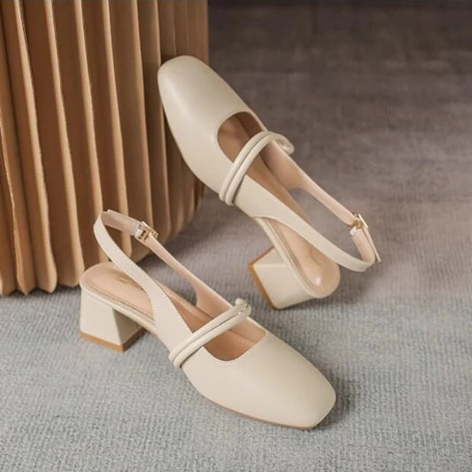 Solenne Shoes™ Chunky Heel Back Strap Sandals