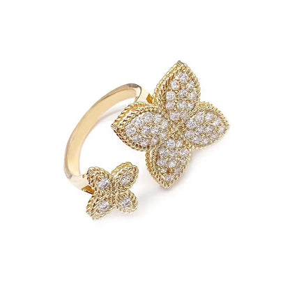 Elara Jewelry™ Crystal Flower Pavé Ring