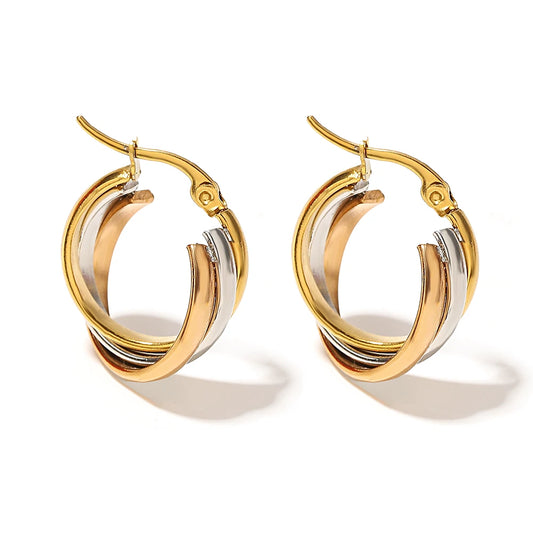 Elara Jewelry™ Two-Tone Interlocked Hoop Earrings